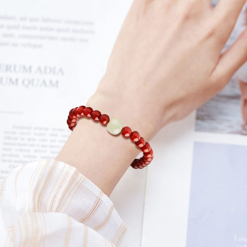「Fire」Peacock Feather Celestial Pearl Crystal Bracelet - Image 4