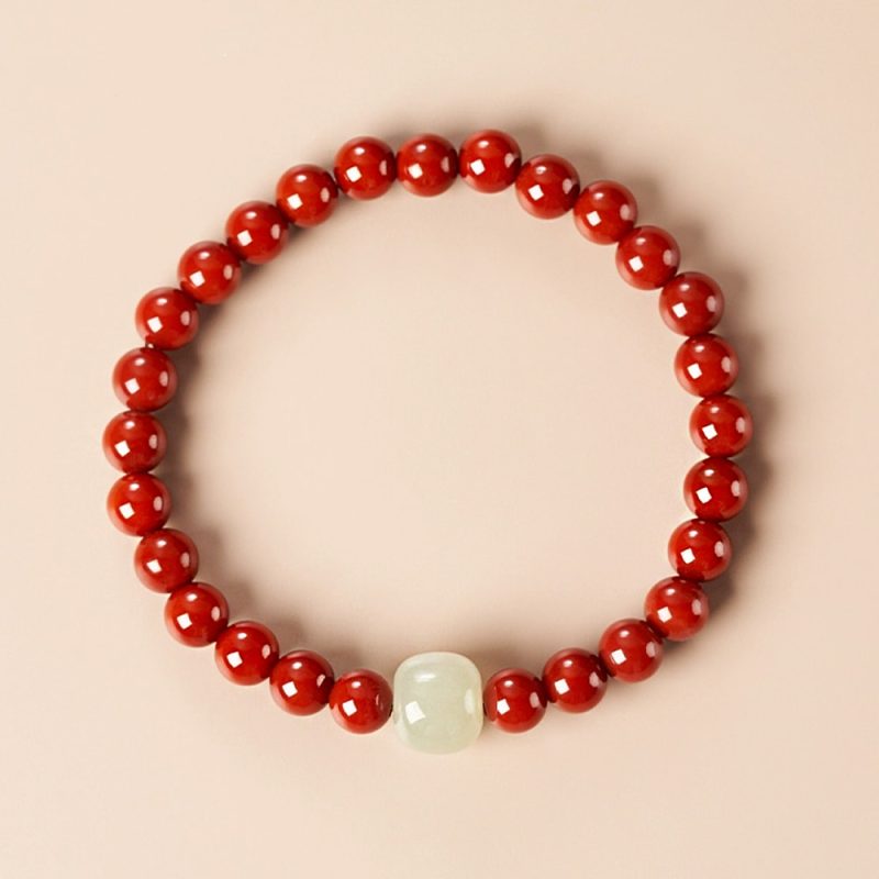 「Fire」Peacock Feather Celestial Pearl Crystal Bracelet - Image 2